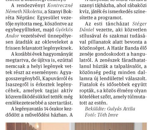 Sikerrel zajlott Szanyban a III. Legényavatás és mulatság