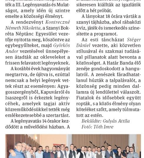 Sikerrel zajlott Szanyban a III. Legényavatás és mulatság