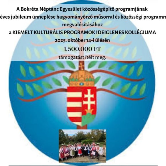 Támogatás hagyományőrző műsor és közösségi program megvalósítására